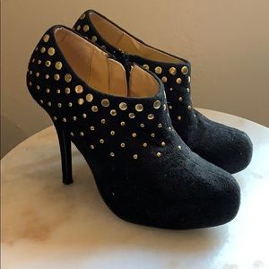 Black Suede Gold Studded Booties